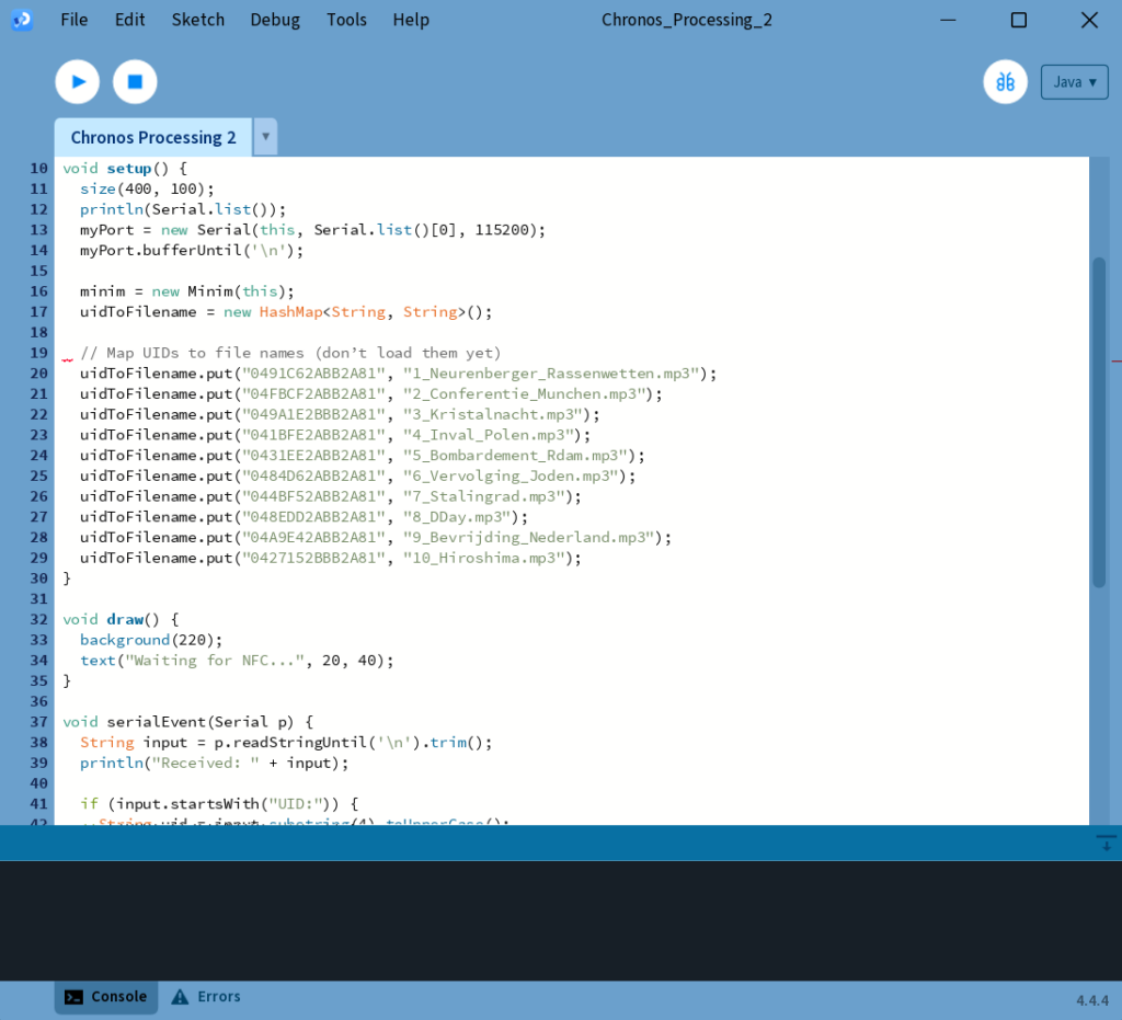 Processing code M1.2